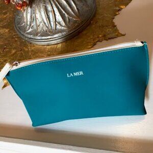 La Mer Luxury Makeup Cosmetic Zipper Top Bag Pouch New Green 7.5"x5"x3"